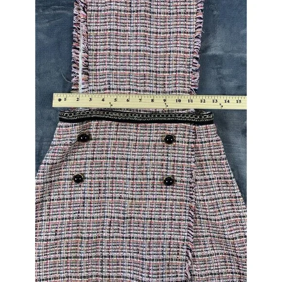 Zara Size Small Tweed Jumpsuit/romper/ Chic Dress Pink Lined - Picture 9 of 10